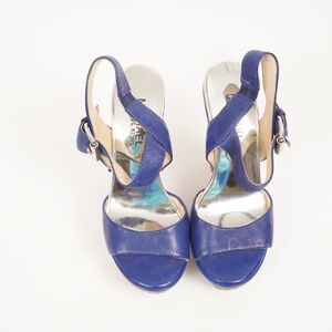 Michael Kors Blue Open Toe Cork Wedge Pump Sandals Size 4M